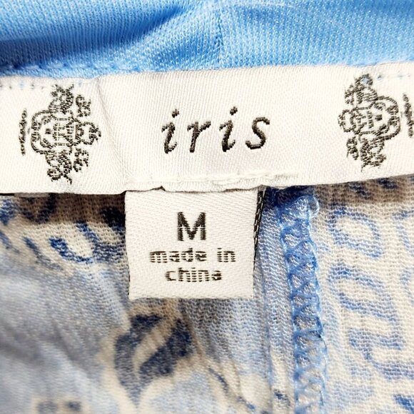 Blue Floral Spaghetti Strap Halter mini Dress Women By Iris Basic Size Medium - Picture 3 of 8